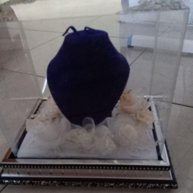 Tempat Perhiasan Untuk Kalung Warna Biru Frame Silver