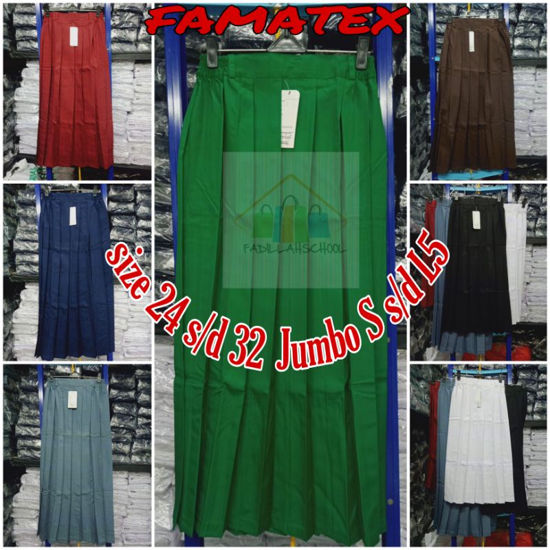 Rok sekolah panjang rempel HIJAU SD, SMP SERAGAM SEKOLAH bahan FAMATEX