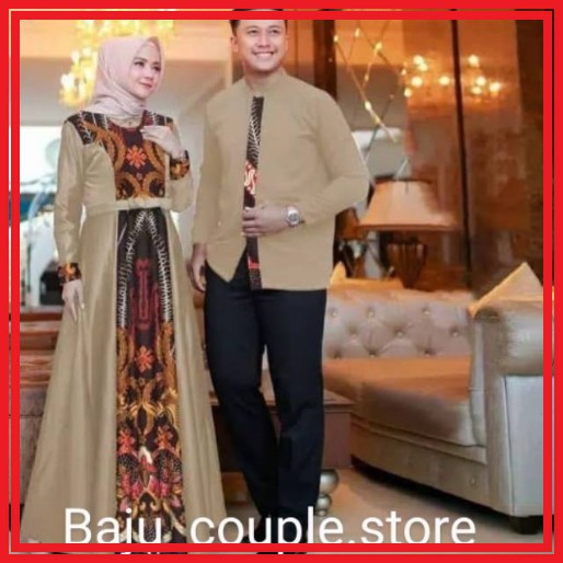 Baju Couple Set Busana Muslim Pria dan Wanita Gamis Pasangan Murah Suami Istri Syari Kekinian Modern