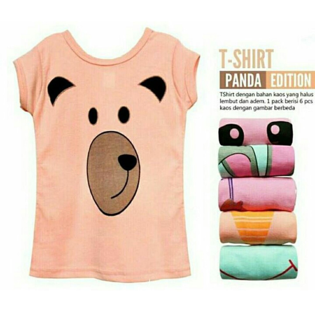 KAZEL TSHIRT PANDA / MINI PANDA / LOLIPOP EDITION BAJU ANAK / BAJU BAYI GIRL  1 PCS / 6 PCS