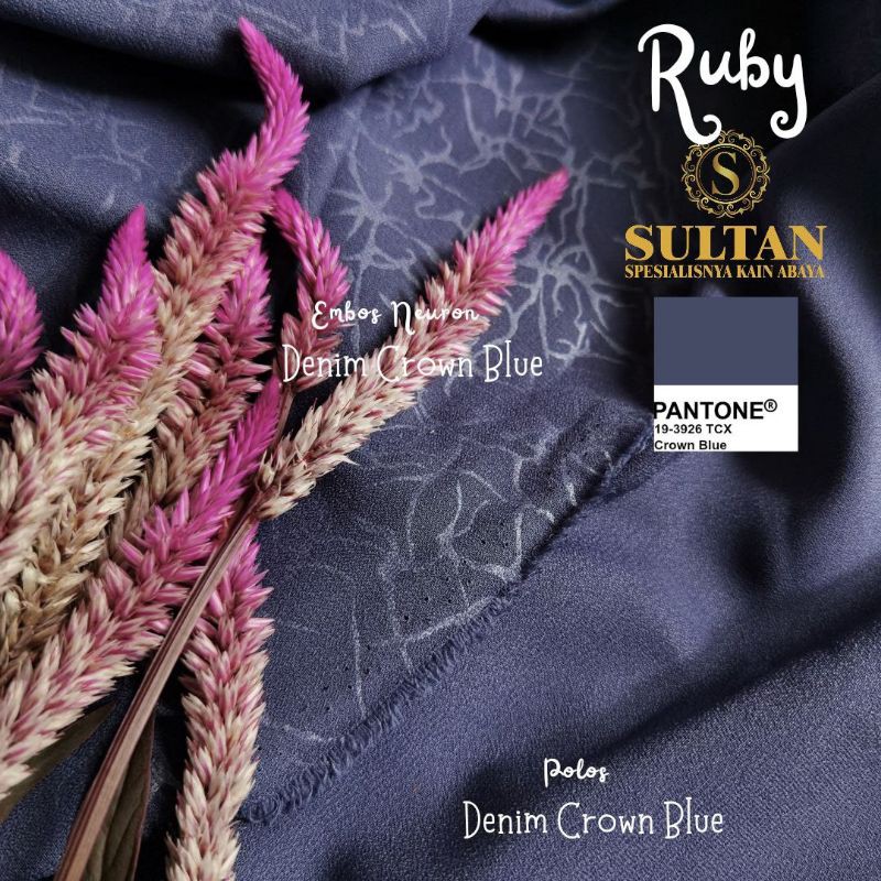 50CM EMBOS NEURON RUBY DARK DENIM WOLLYCREPE KAIN SULTAN