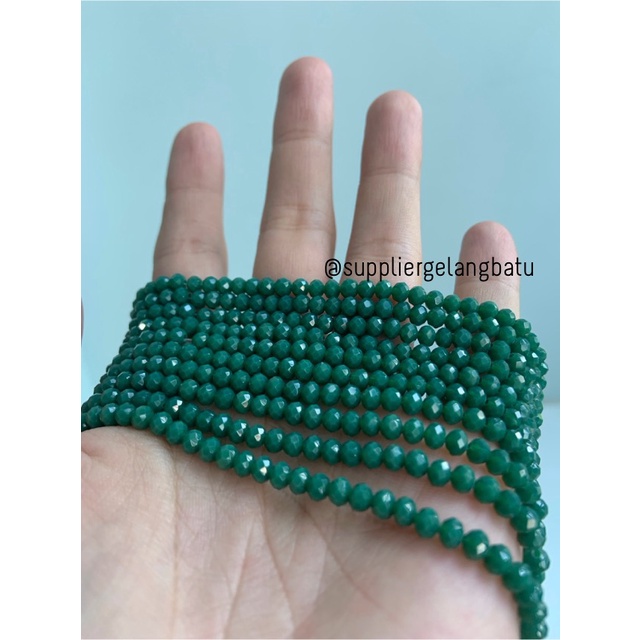 Crystal Ceko Doft 4mm HIJAU TUA DARK GREEN bahan craft manik donat