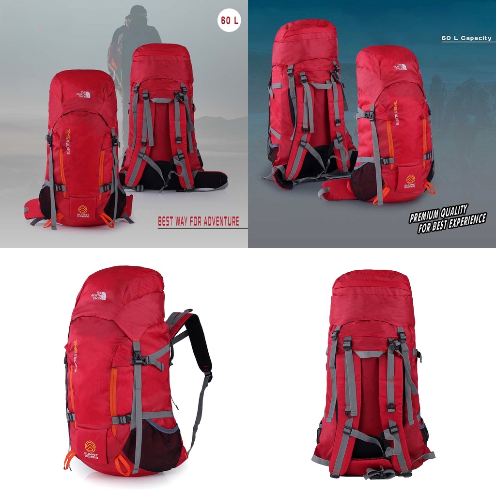 Tas Ransel The North Face Tas Gunung Hiking Camping Survival Tas Semi Carrier Carier Gunung 60L Liter Keril Backpack Adventure Carrier 60 Liter Original