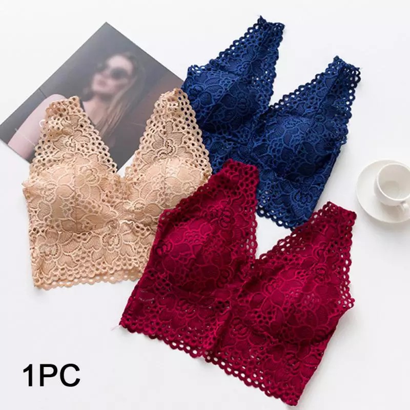 Tank Top Slim Sexy Bahan Lace Lembut Elastis untuk Wanita Camisol Padded Atasan Tanktop Wanita