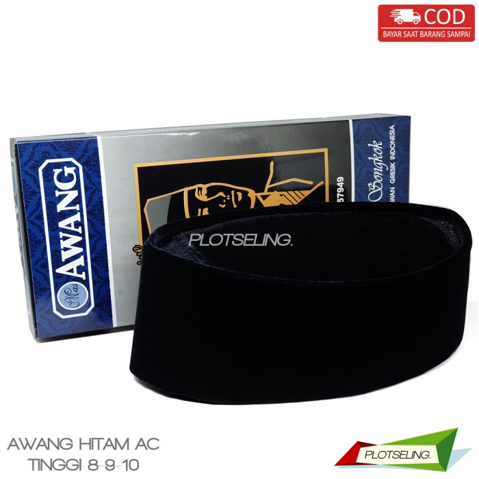 Songkok AWANG EXCLUSIVE HITAM AC Tinggi 8 9 10 Anak-Dewasa Nomor 3-11 - Tinggi 9, No. 3