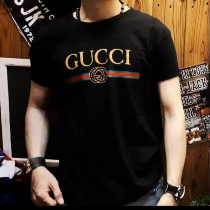 pria-kaos- kaos baju pria branded gucci fashion keren murah - putih, s -kaos-pria 750 atasan-pria-