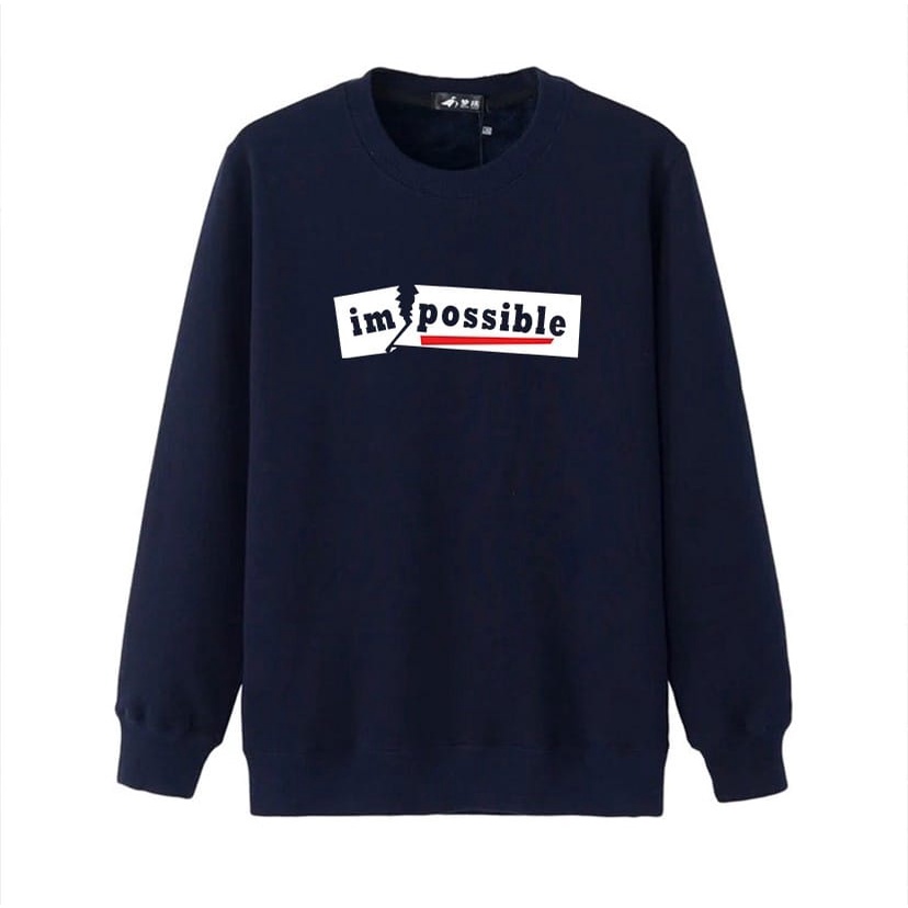 Baju Atasan Sweater Kaos Distro Fashion Pria Impossible Lengan Panjang Kasual