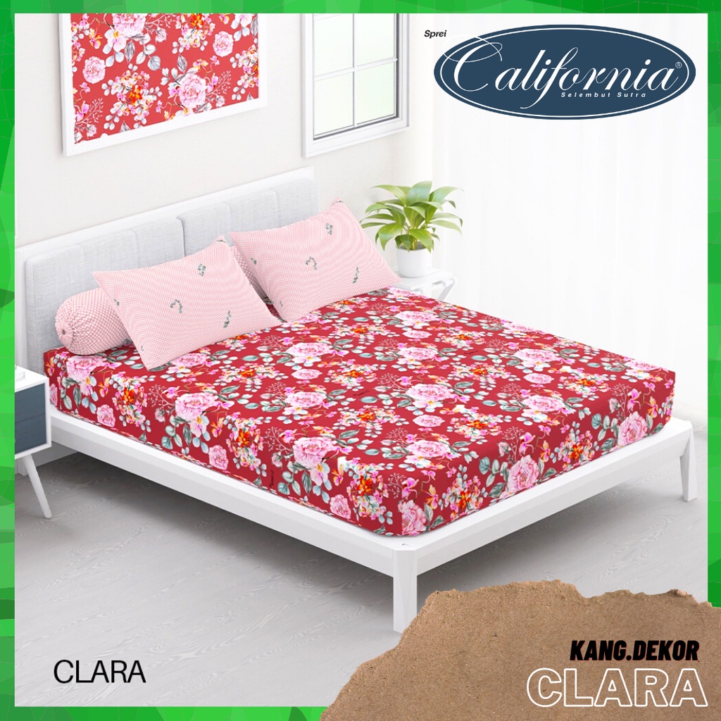 SPREI CALIFORNIA MOTIF CLARA QUEEN KING SINGLE SIZE 160X200 180X200 120X200 SPREI NO 1 2 3 MURAH SEPREI AESTHETIC SEPRAI CANTIK SEPRE PROMO ANTI LUNTUR MOTIF BIG COLLECTION PLUS SARUNG BANTAL SPREI DEWASA ALAS KASUR SPREI ADEM POLYESTER MICROTEX