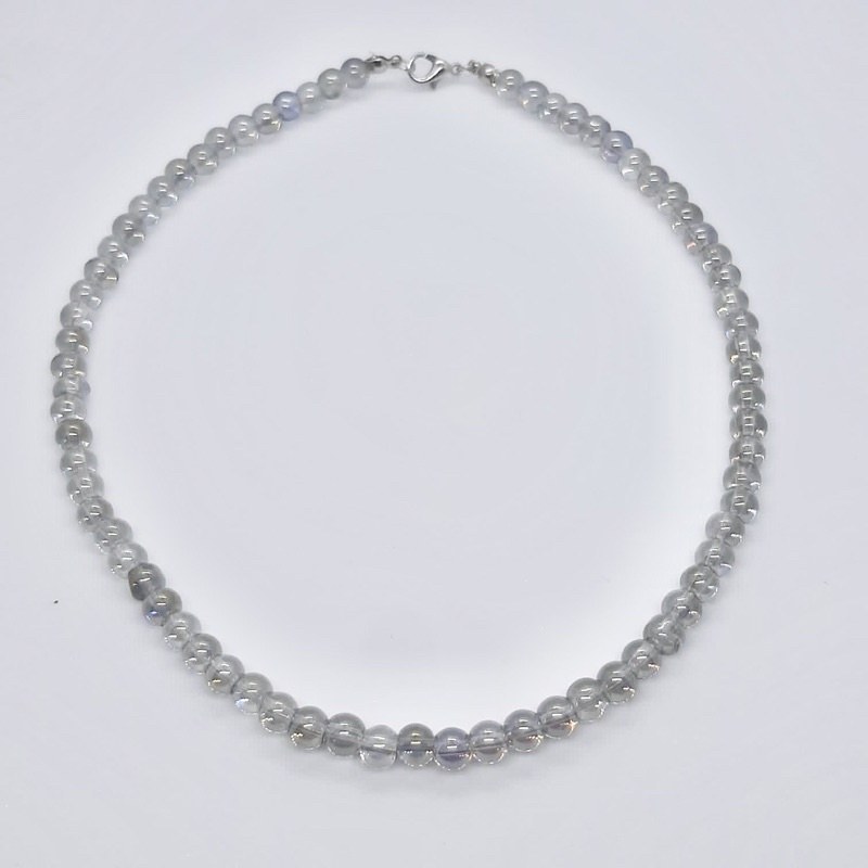 Kalung Mutiara Bening 6mm Pria Wanita Glass Pearl Necklace