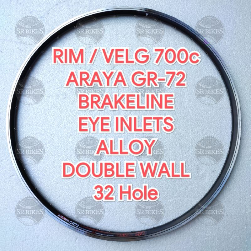 Velg Rim 700c Sepeda RB Fixie Gravel DOUBLE WALL EYE INLET ARAYA GR-72