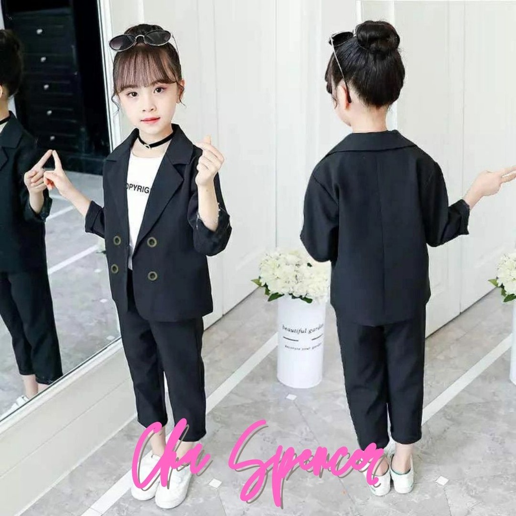 Baju Setelan Blazer Dan Celana Semi Formal Anak Perempuan Tanggung Usia 3 4 5 Tahun Pesta Ultah Leba