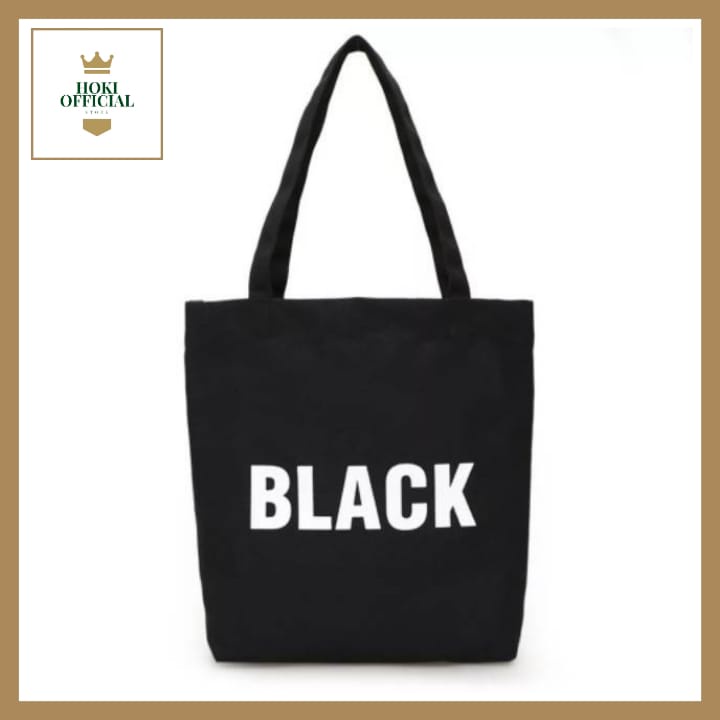 [COD] Totebag Hitam Polos Tas Wanita Tas Bahu Shoulder Bag Gambar Abstrak Tote Bag Aesthetic HokiOfficial