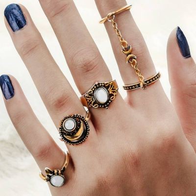 Cincin Fashion Korea Set dengan Model tumpuk untuk Semua jari