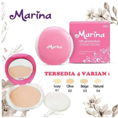 ^ KYRA ^ Marina Compact Powder Bedak Padat With UV A B Protection Vitamin E Brigthen Up Clinically Tested