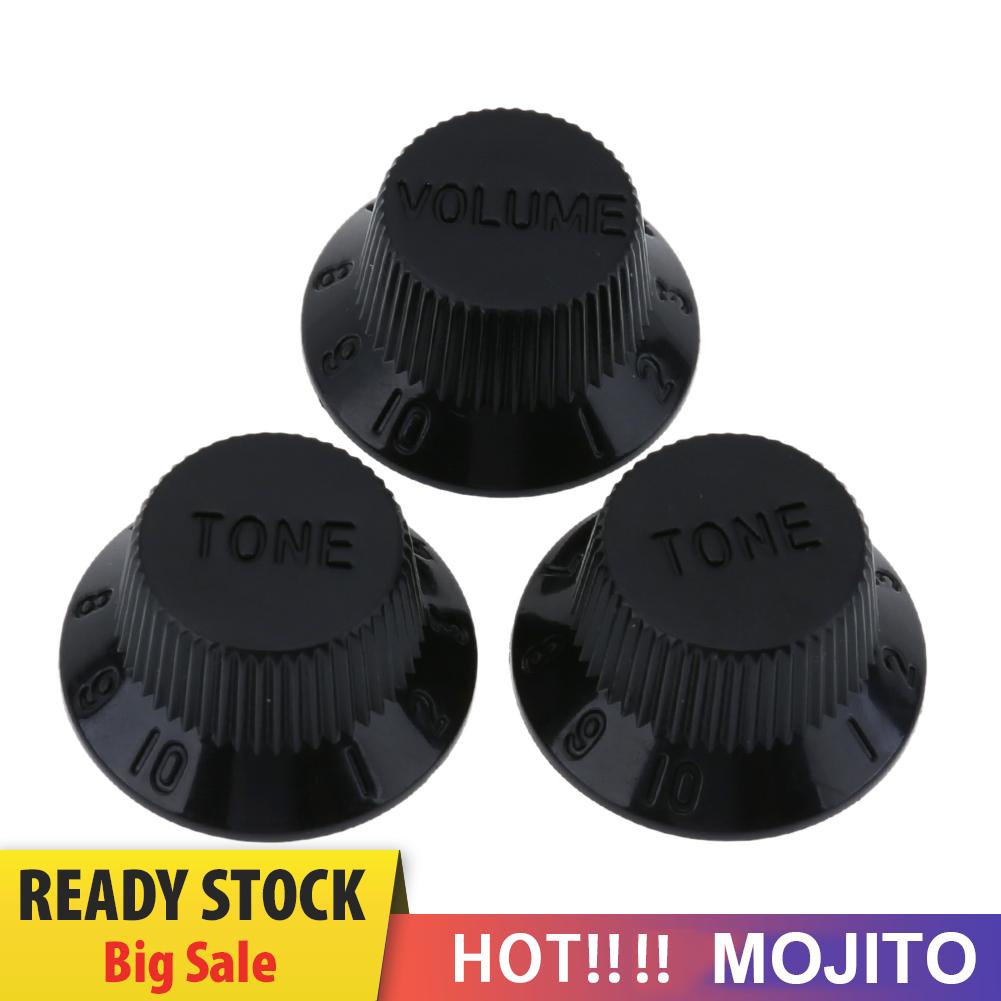 3pcs Knob Potentiometer Volume Adjustable Bahan Plastik Untuk Gitar Elektrik