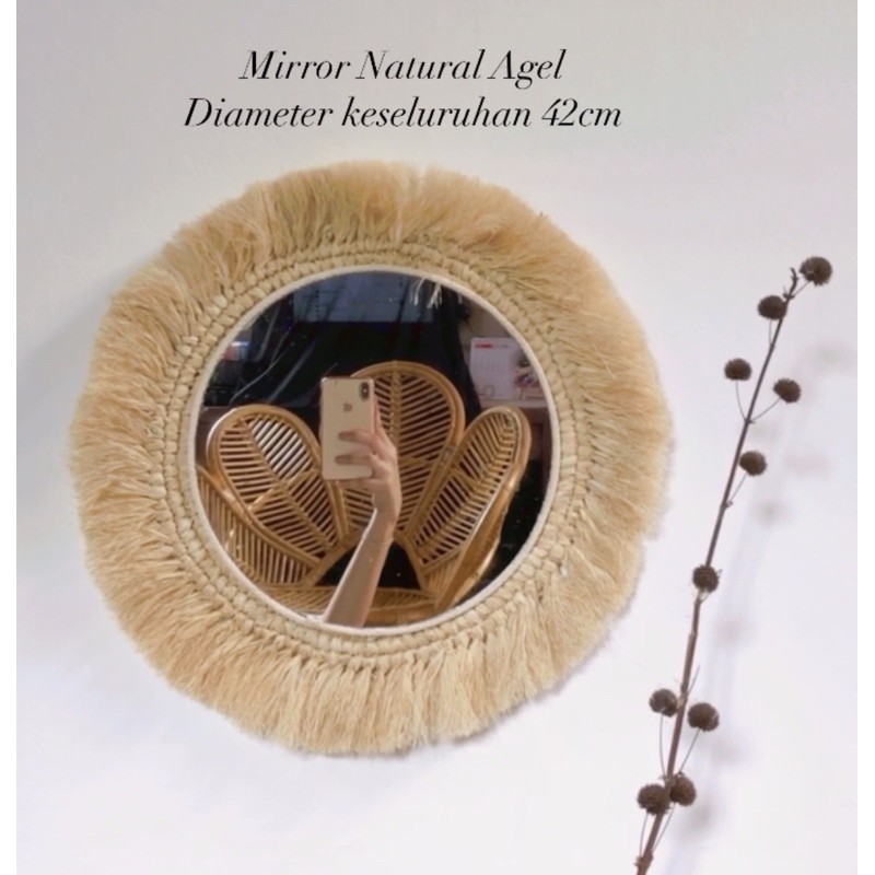 Cermin Bulat Rumbai Agel // Hiasan dinding mirror home decor cermin bundar bulat aesthetic rustic