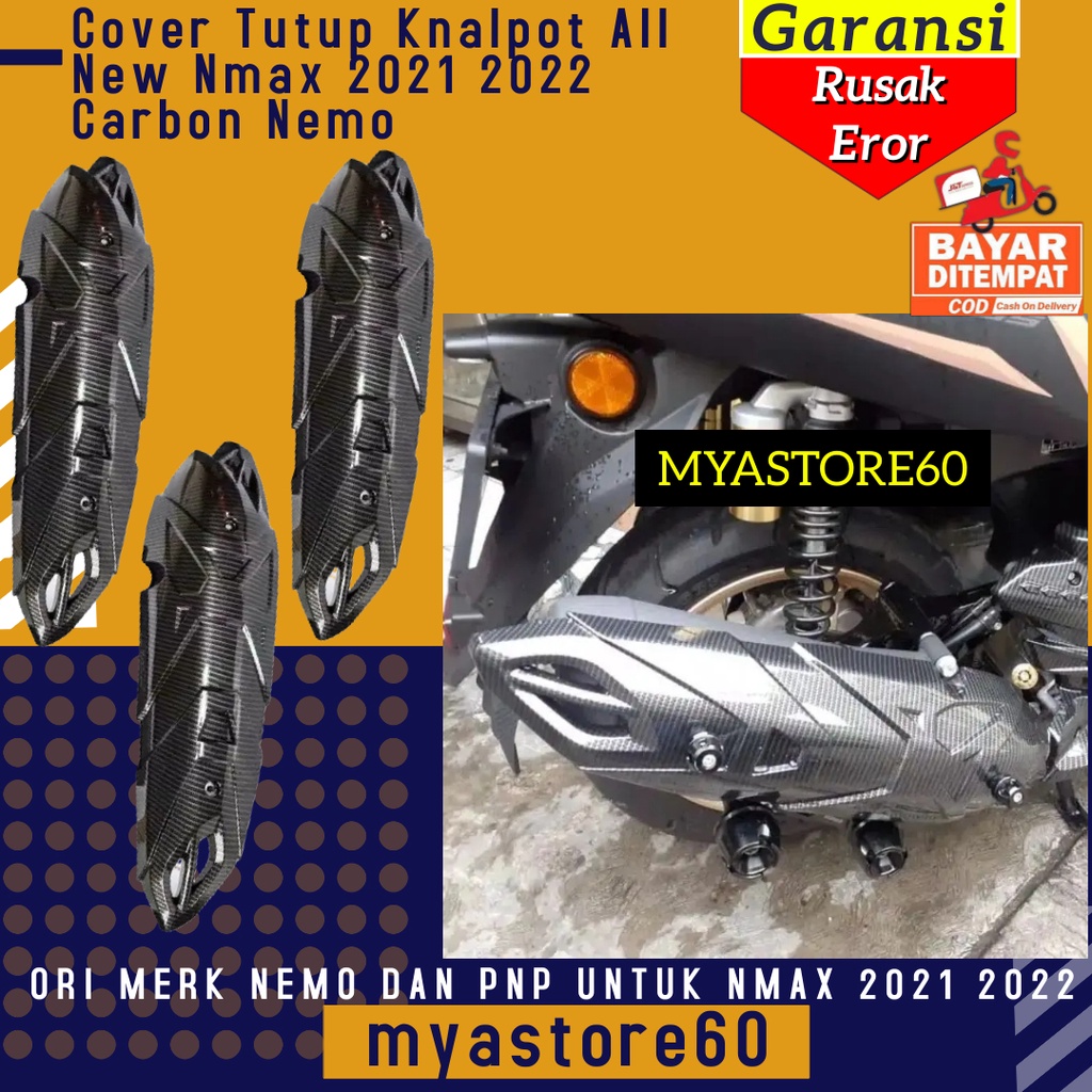 Cover Tutup Knalpot New Nmax 2021 2022 Carbon NEMO / Pelindung Knalpot N max Original Nemo Variasi Nmax Aksesoris Nmax 2021 2022 Terbaru