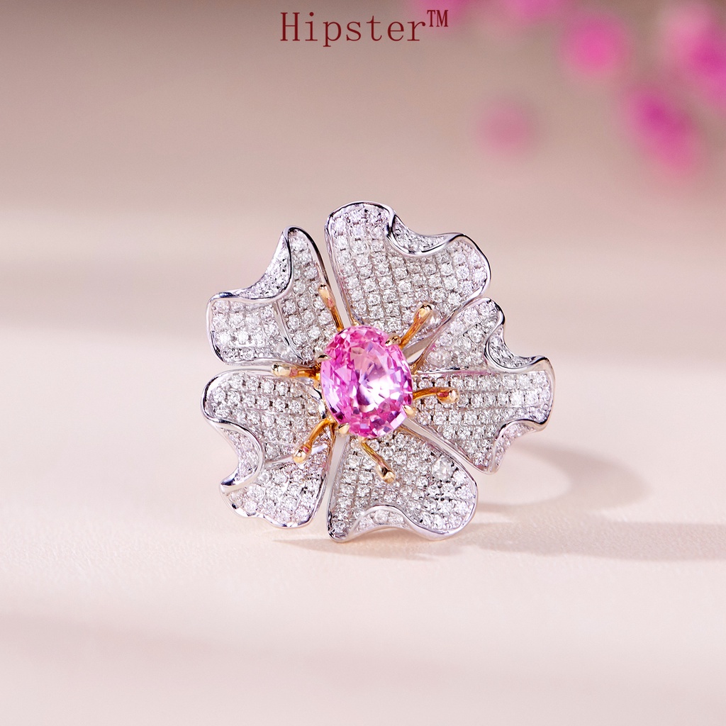 Elegant Elegant Micro-Inlaid Diamond Flower Luxury Two-Color Ring