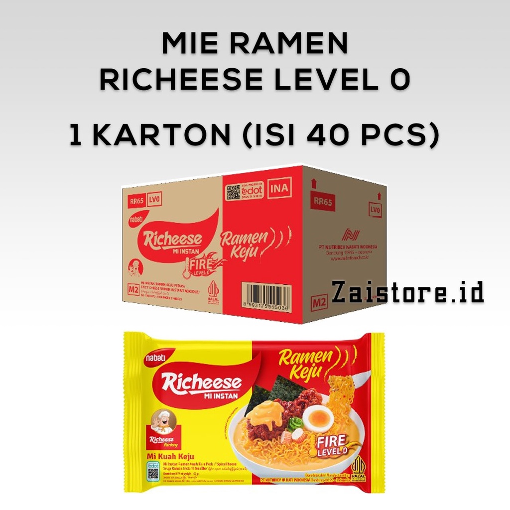 

Ready Richeese Mie Ramen Keju Level 0 (1 karton isi 40 pcs)