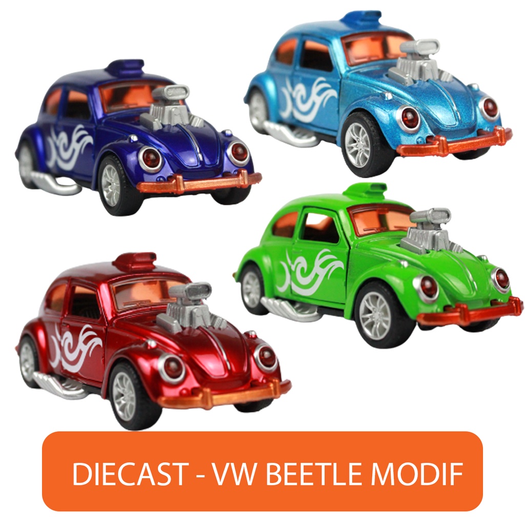 Diecast VW Kodok Beetle Retro Herbie Modifikasi Fungky, Mainan Mobil V