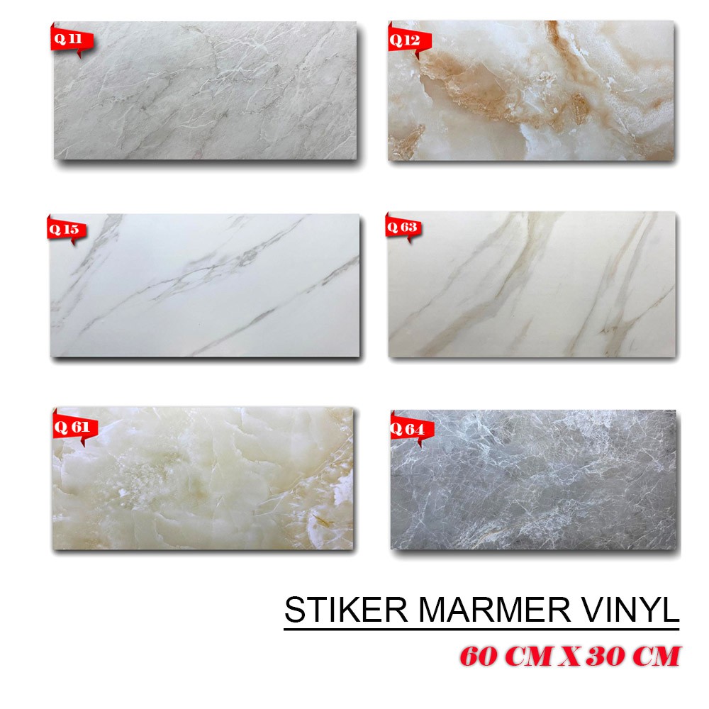 SOLUSI DEKORASI / WALLPAPER WALPAPER MARBLE PREMIUM MOTIF MARMER GRANIT UK 60 X30CM DENGAN LEM