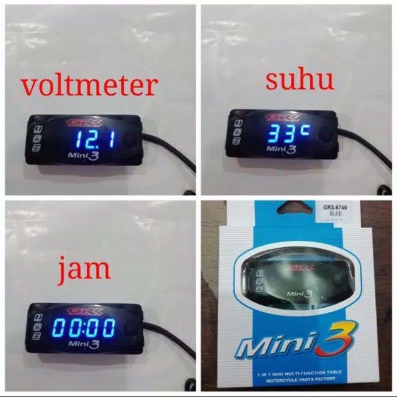Voltmeter motor jam digital 2 in 1 Voltmeter Amper aki jam Digital