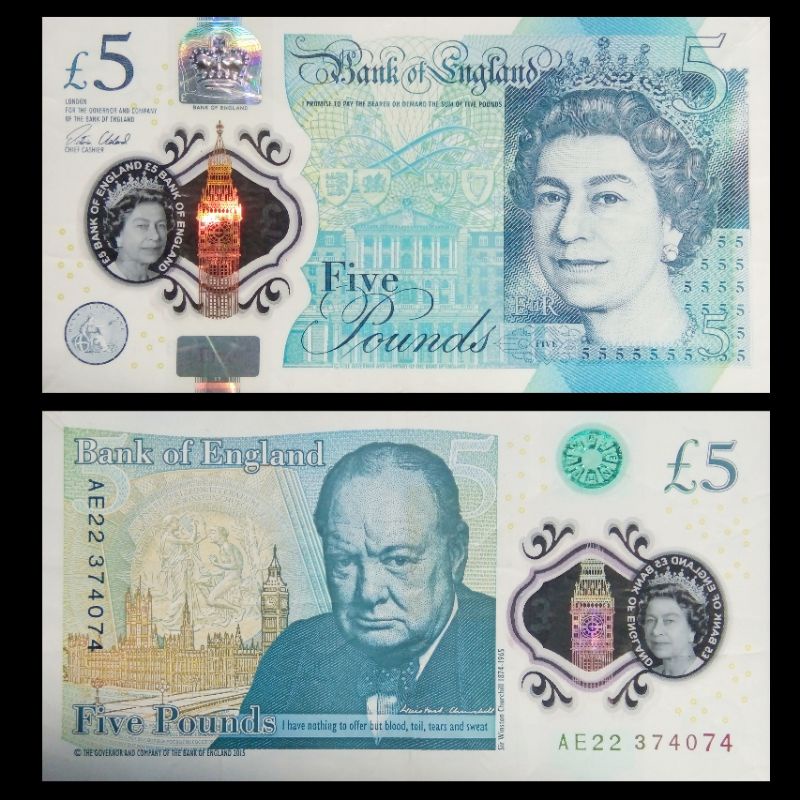 POUNDSTERLING INGGRIS 5 POUND BUKAN DOLLAR AMERIKA ASLI 100%