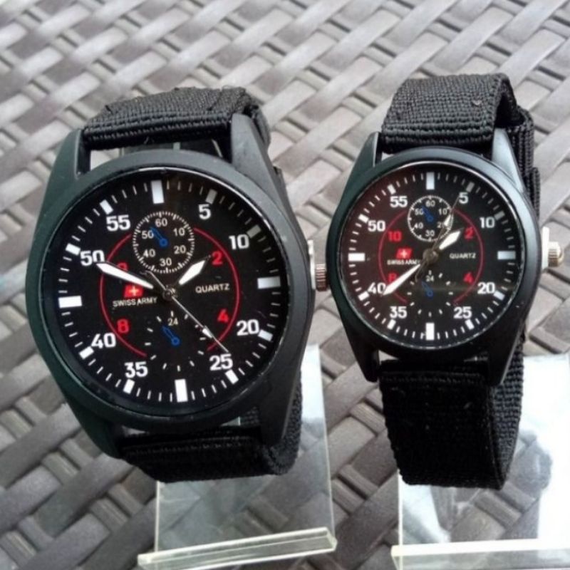 jam tangan couple tali kanvas plus box