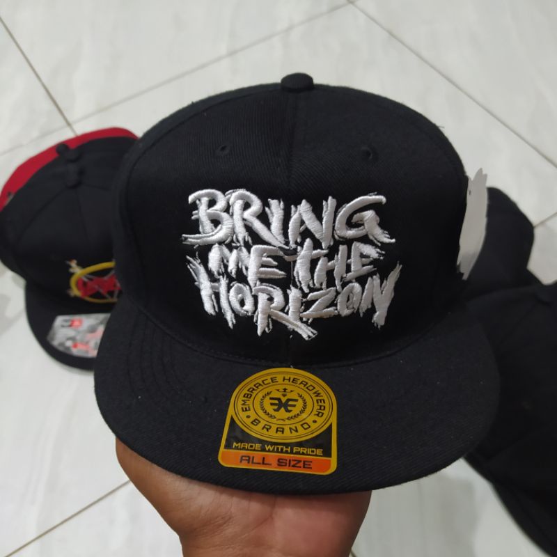 Topi Snapback metal distro pria Bordir Bring me the horizon