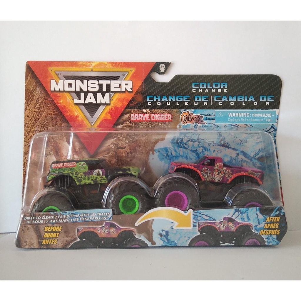 Diecast Monster Jam GRAVE DIGGER x CALAVERA Color Change Scale 1/64 Double