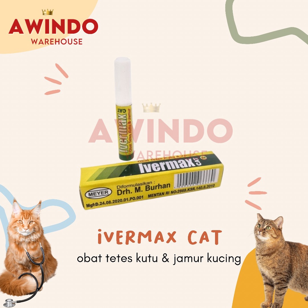 IVERMAX - Obat Tetes Kutu Jamur Scabies Demodex Kucing Cat Flea Tick Ori