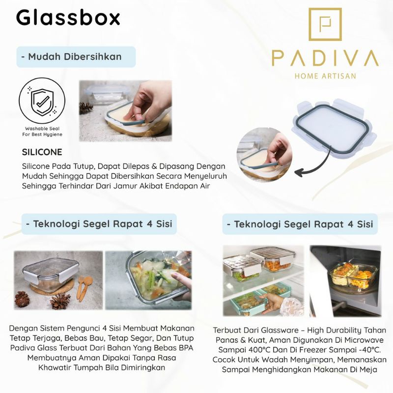 Padiva Glassbox Crystal Container / Tempat Penyimpan makanan Isi 2 Pcs