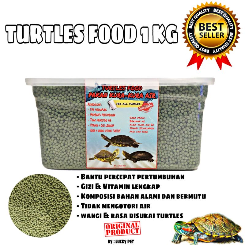 1 Kg Hijau Makanan Pelet Pakan Kura Kura Air Brazil Res Labi Labi Ambon Turtle Food Reptile Toples Shopee Indonesia