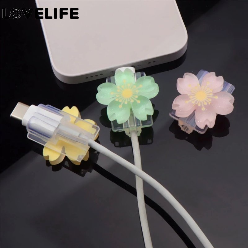 1pc Pelindung Kabel Data / Charger Usb Tipe C / Android Universal Bentuk Bunga