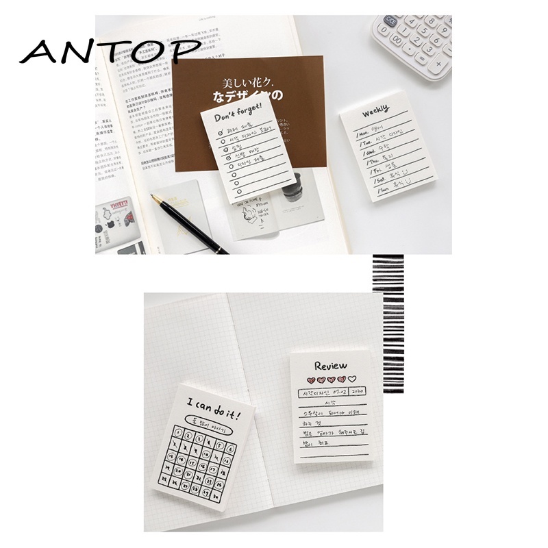 50 Sheets Dasar Memo Pad Waktu Kelola Catatan Tempel Diary ANTOP