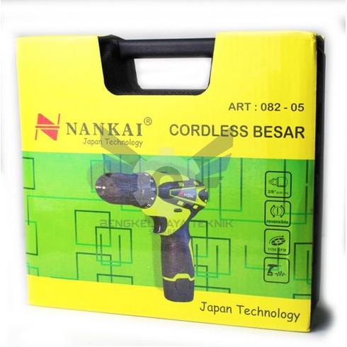 NANKAI Bor Cordless SET Besar 12V / Bor Batrai 12V / Mesin Bor Baterai SET