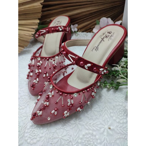 sepatu rafaizoutfit Naumi merah marron tinggi 5cm tahu