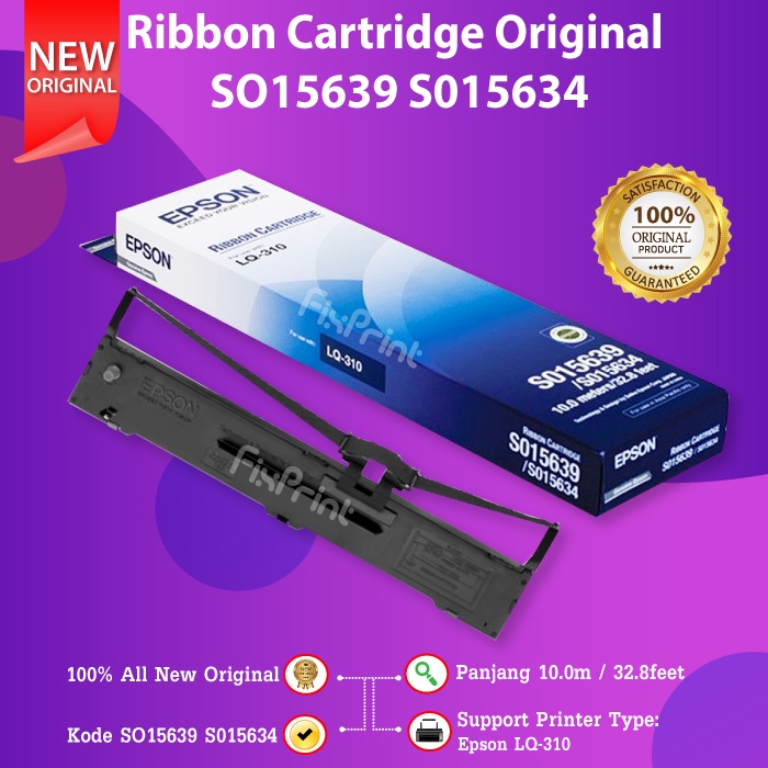 Ribbon Cartridge + Pita Epson LQ310 LQ-310 Original S015634 SO15639