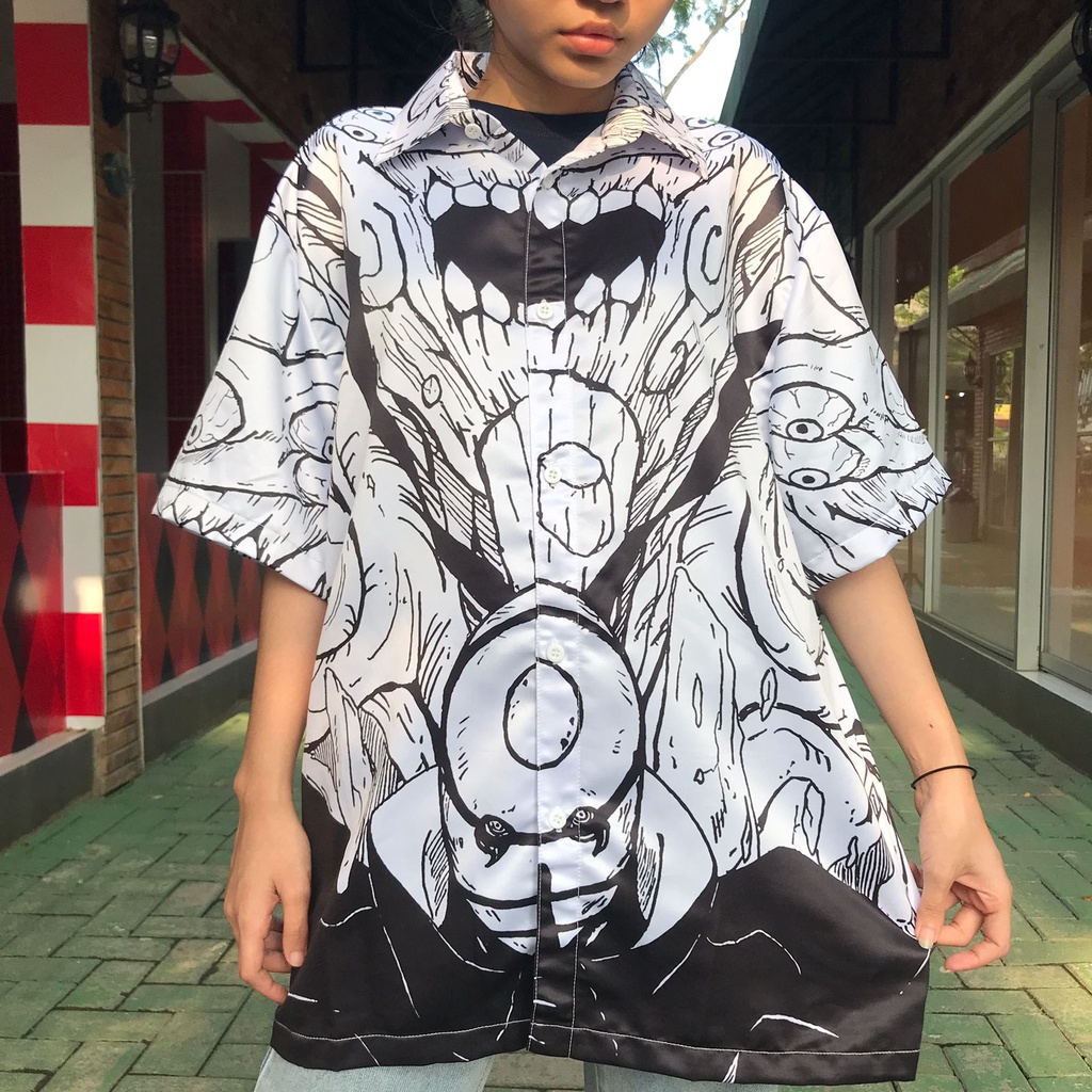 Kemeja Obito Gedo Mazo White Anime Manga Naruto Premium Unisex