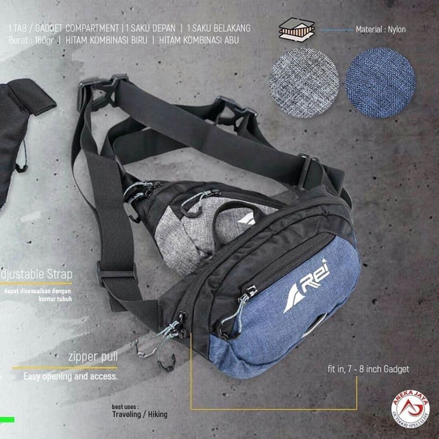 TAS WAISTBAG PRIA REI AREI GENOVA 04 TAS SELEMPANG ORIGINAL