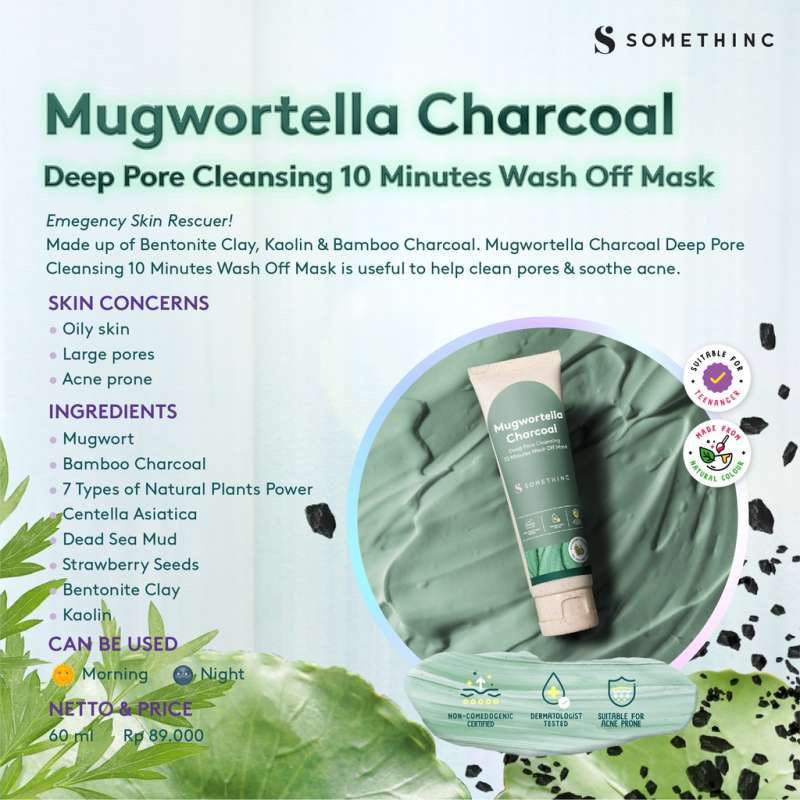 Somethinc Mugwortella Charcoal Deep Pore Cleansing / Skin Goals Brightening Glow 10 Minutes Wash Off Mask (Hello Kitty Edition)