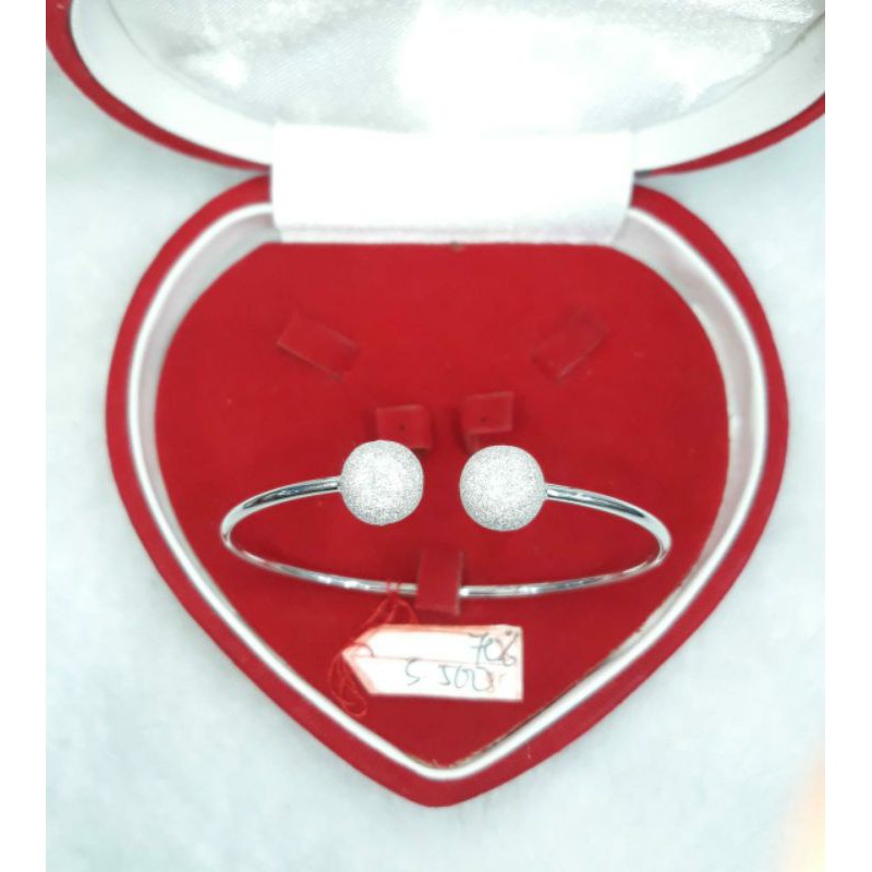 GL469i203i gelang model tinju pasiran emas putih asli berat 5.500 diameter 5.8x4.5cm kadar 700 ubs