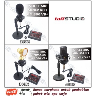 Paket Minimalis mic taffstudio BM-800 / BM-8000 / LGT-240  dan Sound card V8 bluetooth