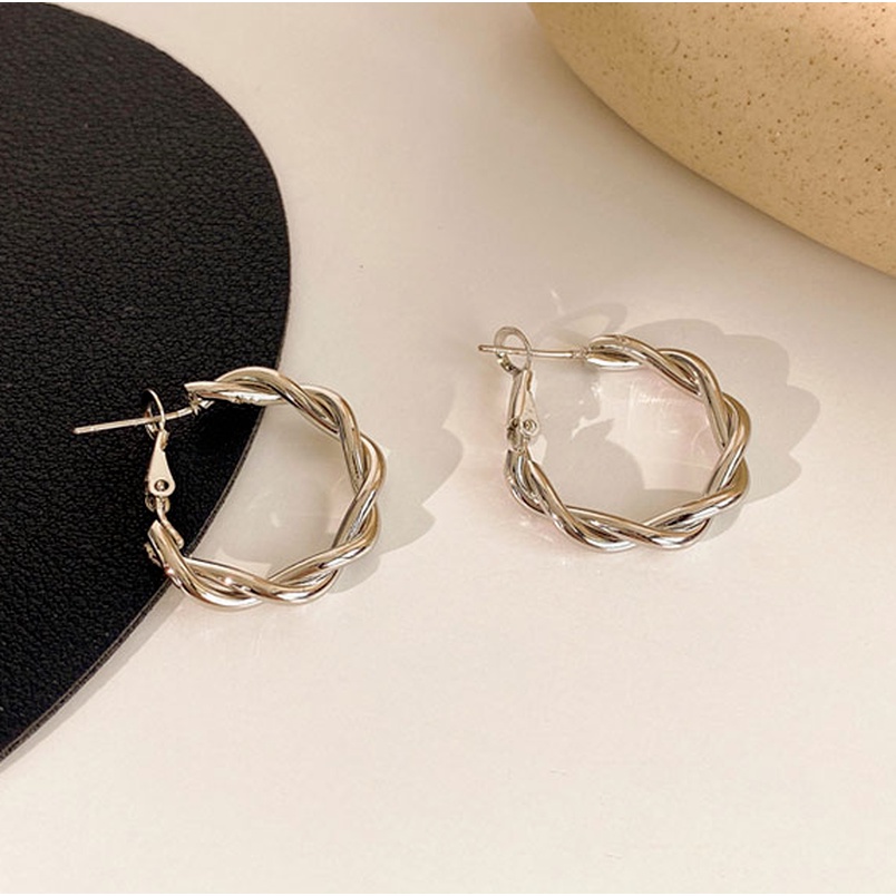 We Flower Korean Geometric Twisted Hoop Earrings for Women Chic Fashion Ear Jewelry