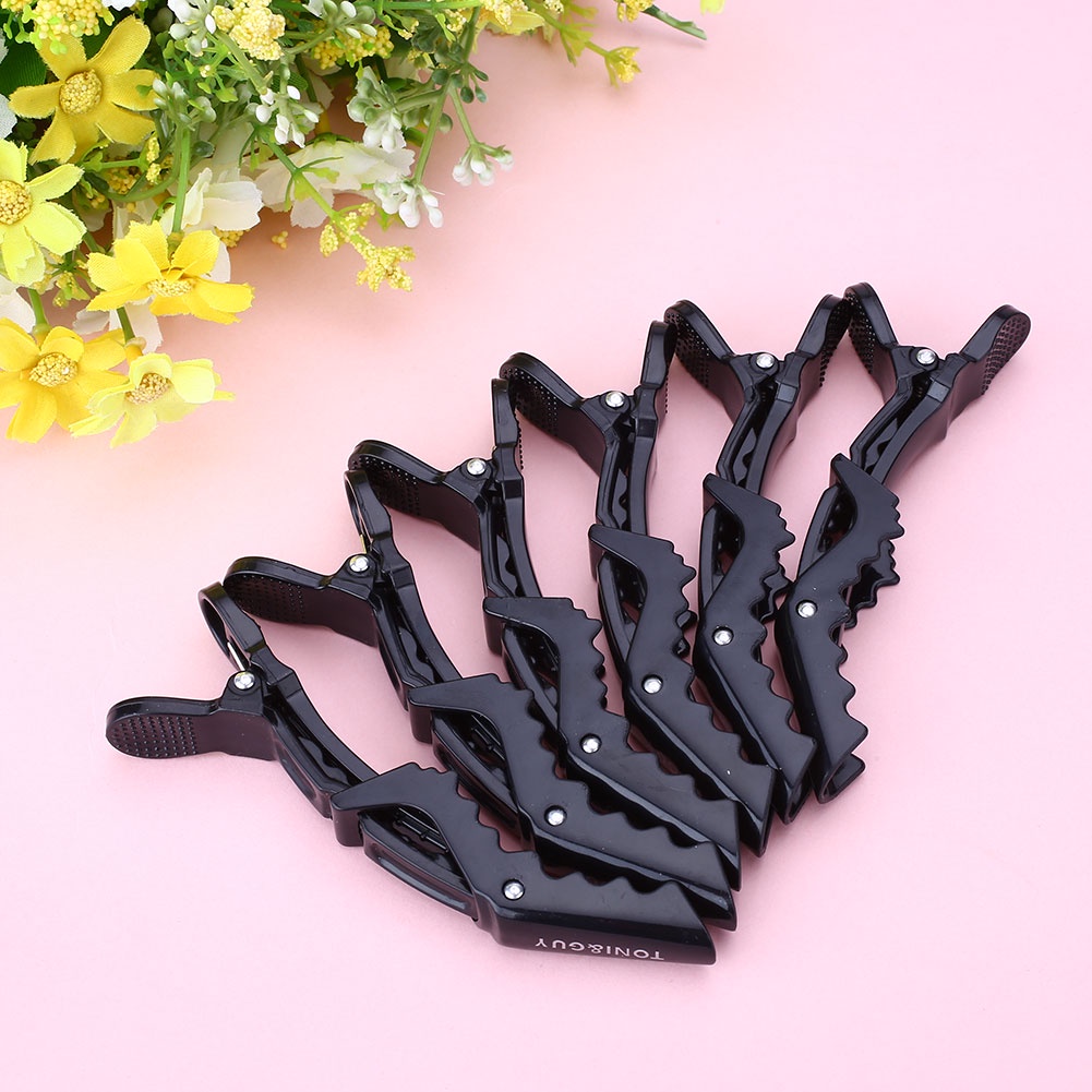 TONI&amp;GUY Jepit Rambut Salon Barber (dapat 6 PCS) Hair Alligator Clip barbershop salon Profesional Jepitan rambut 6pcs Plastic Hair Clip Hairdressing Clamps Claw Section Alligator Clips Barber For Salon Styling Hair Accessories Hairpin