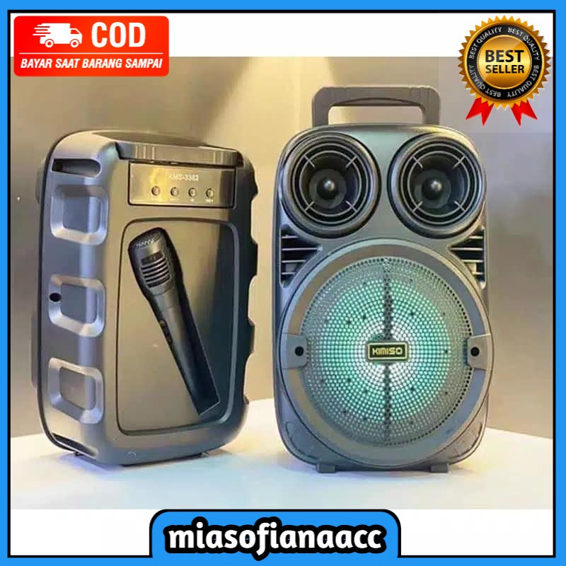 (COD) Speaker Bluetooth KIMISO 338 SERIES 6.5 Inchi Free Mic Karaoke Portable