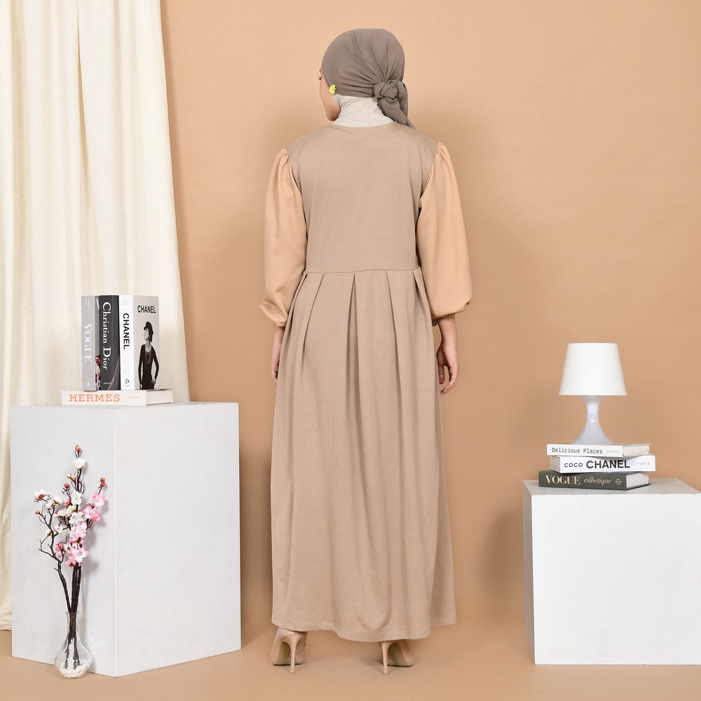 Mybamus Tisha Plit Dress Khaki M15932 R29S1 - Gamis Muslim-8