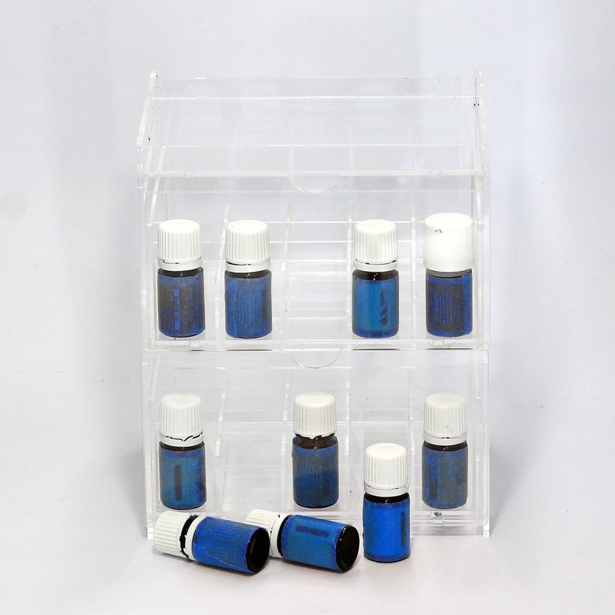 Essential oil rack acrylic storage laci susun tingkat 2 wadah akrilik