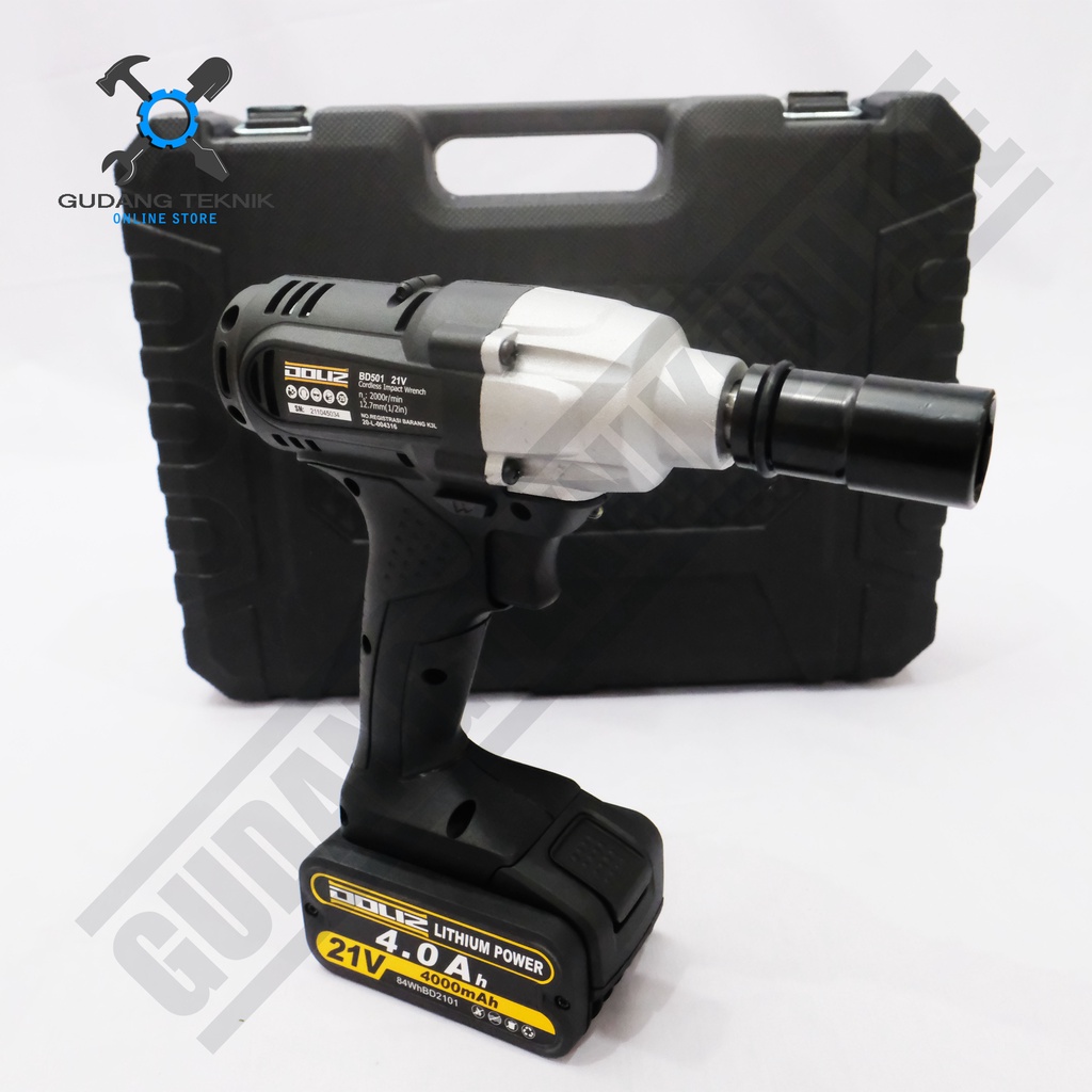 Cordless Impact Wrench DOLIZ BD501 21V / Mesin Pembuka Baut Baterai DOLIZ BD 501 4.0Ah