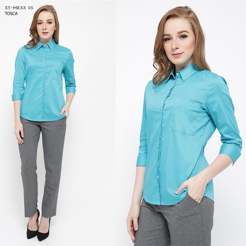 Kemeja Wanita Office Formal Polos Lengan Panjang Katun Stretch-ST-MEXX 06 TOSCA